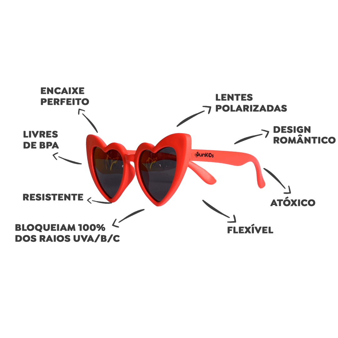 Óculos de Sol Infantil Flexível - Heart - OFERTA CONSUMIDOR