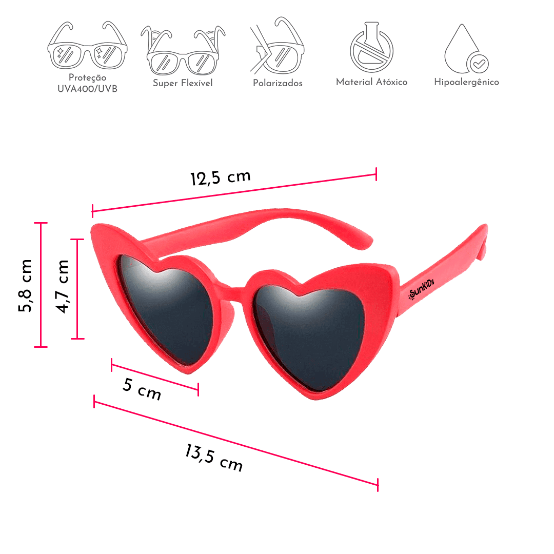 Óculos de Sol Infantil Flexível - Heart - OFERTA RMKT