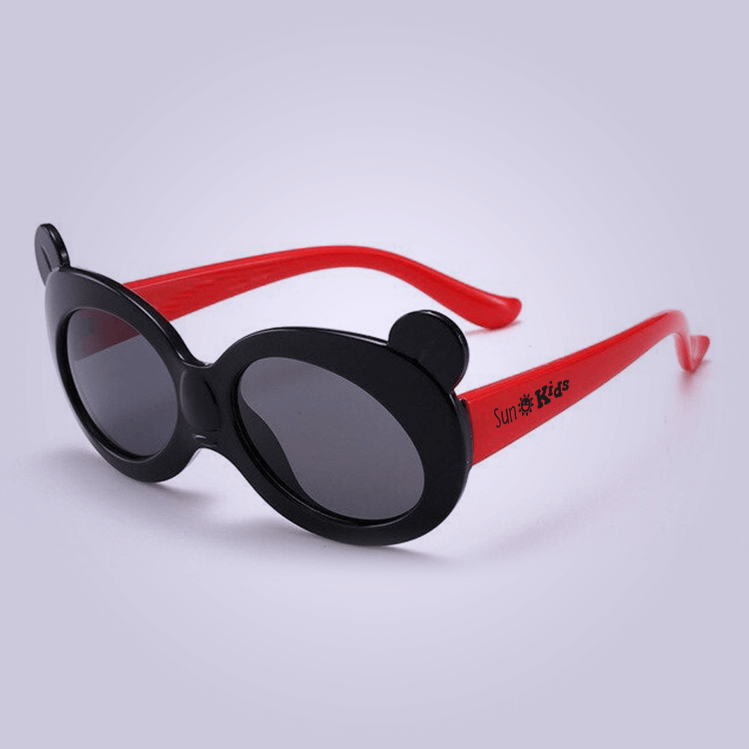 Lançamento Premium: Óculos de Sol Flexível Infantil - Baby Bear - Preto e Vermelho - SunKids